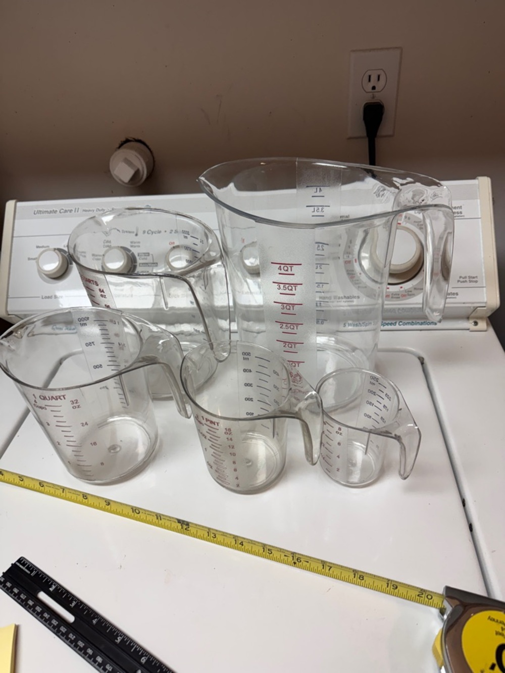 5pc Clear stackable Plastic Measuring Cup Set - Transparent